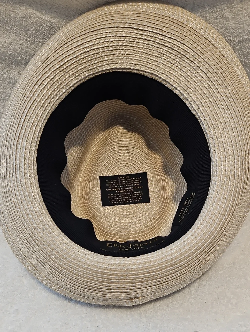 Eric Javits Straw Fedora in Natural with Black Band New - Picture 5 of 15
